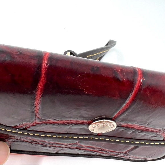 Dooney & Bourke Nile Collection Red Croc Embossed Leather Wristlet - Picture 5 of 8